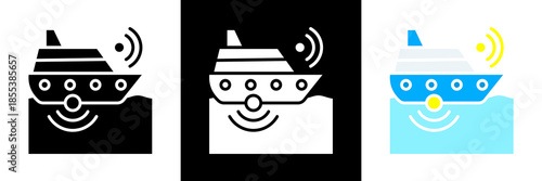 Hydrographic Survey Icon Set Glyph vector Illustration 