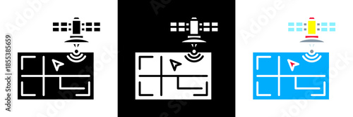 Satellite Imagery Icon Set Glyph vector Illustration 