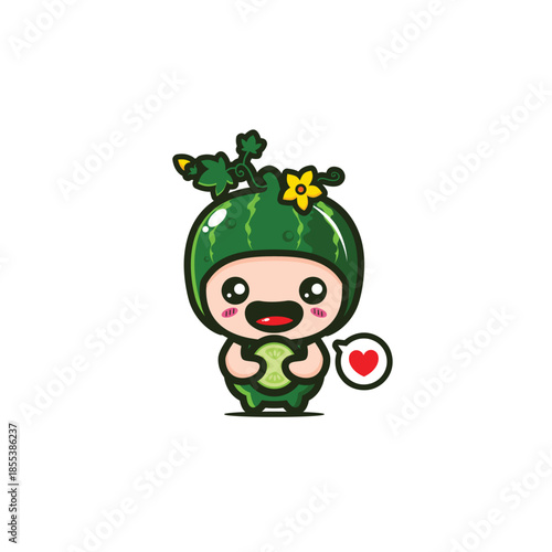 cute chibi cucumber cartoon mascot