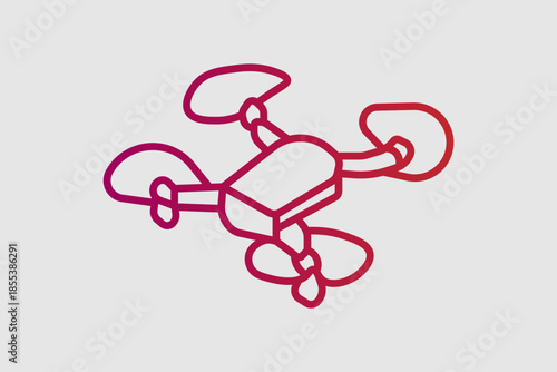 A quadcopter drone depicted with four rotors and a central rectangular body.