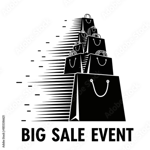 Black Shopping Bags Big Sale Event.