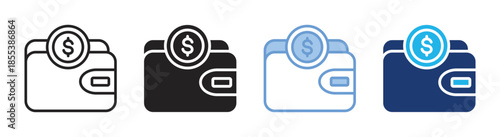 Wallet icon set multiple style collection