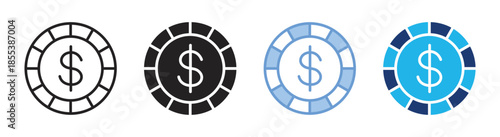 Dollar icon set multiple style collection