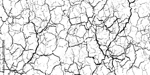 a black and white vintage of cracked concrete scribble effect, old wall background crack vector, grunge texture, Fractured texture ground