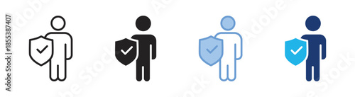 Shield icon set multiple style collection