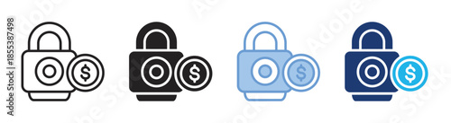 Lock icon set multiple style collection