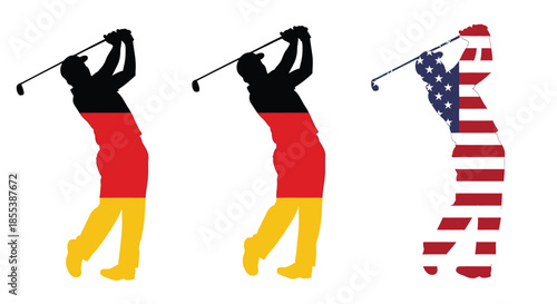 Golfers and flags illustration