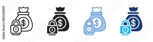 Securities icon set multiple style collection