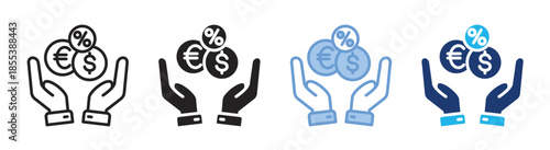 Mutual funds icon set multiple style collection