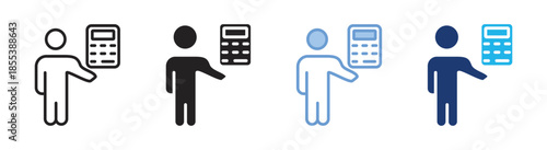 Calculator icon set multiple style collection