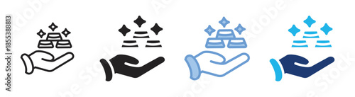 Gold bars icon set multiple style collection