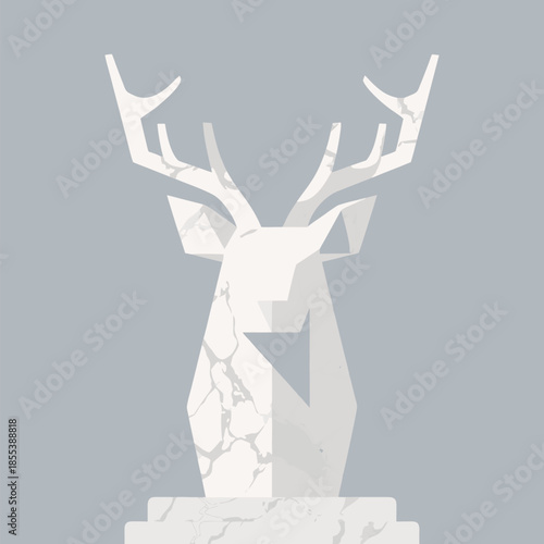 Geometric Deer Head Sculpture.