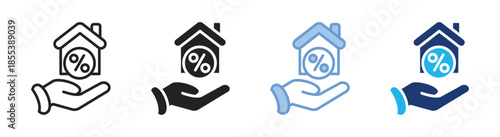 Mortgage icon set multiple style collection