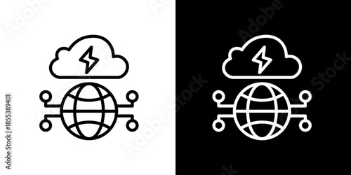 Global Cloud Network Connectivity Icon Representing Digital Data Transfer, Internet Infrastructure, and Modern Technology Solutions