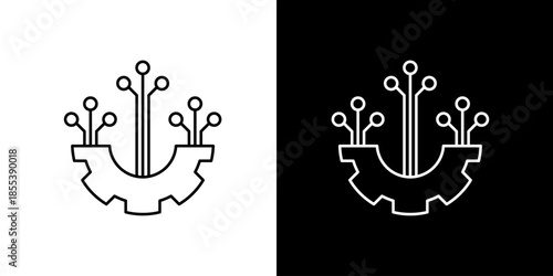 Abstract Digital Technology Gear Icon Illustration Representing Innovation and Modern Engineering