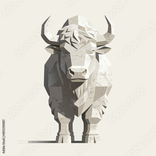 Geometric Yak Sculpture Standing Proudly.