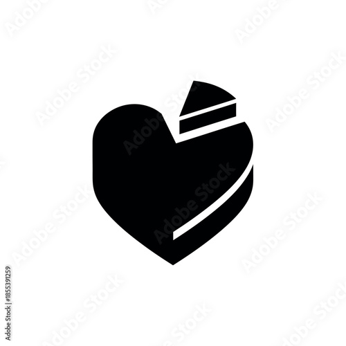 Heart with a slice taken out of it symbolizing a broken heart or loss of love.