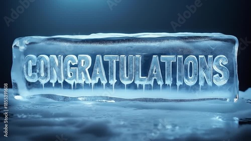 Icy congratulations: Shimmering ice blocks spell out a message of success and achievement for any