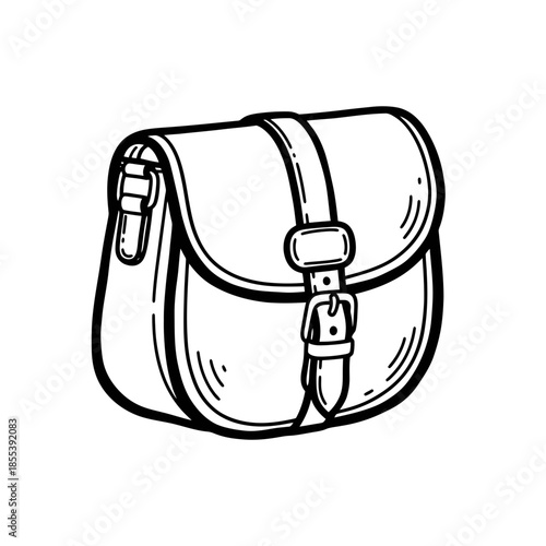 Simple Black and White Satchel Illustration.