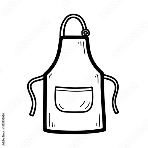 Simple Black and White Apron Illustration.