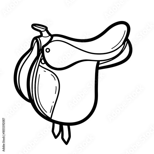 English Riding Saddle Illustration Simple Design.