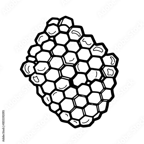 Black and White Illustration of Buckyball Molecule.