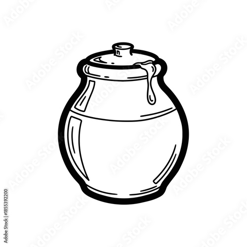 Honey Jar with Dripping Honey Illustration.