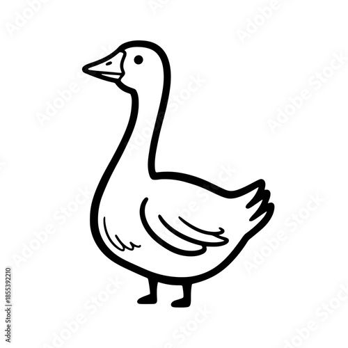 Simple Line Drawing of a Goose.