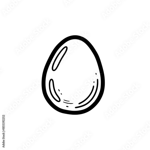 Simple Black and White Egg Illustration.