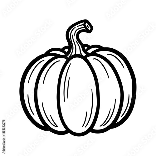 Simple Black and White Pumpkin Illustration.