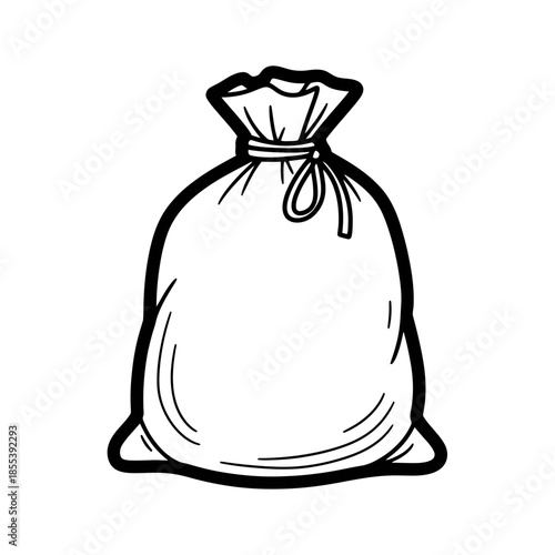 Black and White Drawing of Burlap Sack.