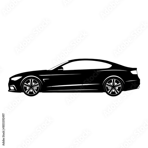 Black Luxury Sedan Car Side Profile in Night Scene