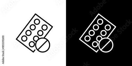 Forbidden medication symbol or restricted drug usage icon, illustrating a blister pack of pills with a prohibition sign for warnings