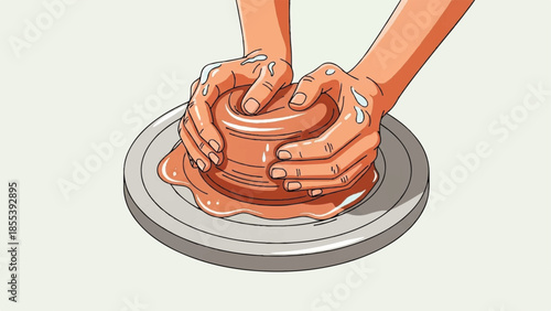 Embracing Radical Authenticity, hands shape clay into art on pottery wheel, symbolizing creativity and skill