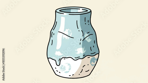 Embracing Radical Authenticity in a Simple Ceramic Vase Illustration Featuring Sand and Water