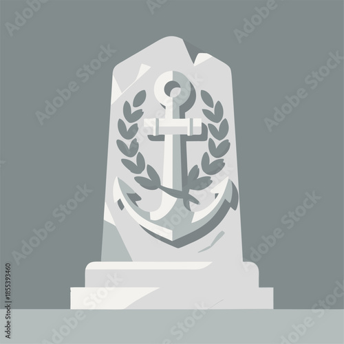 Marine Memorial Monument with Anchor and Laurel Wreath.
