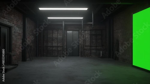 old abandoned factory with green screen