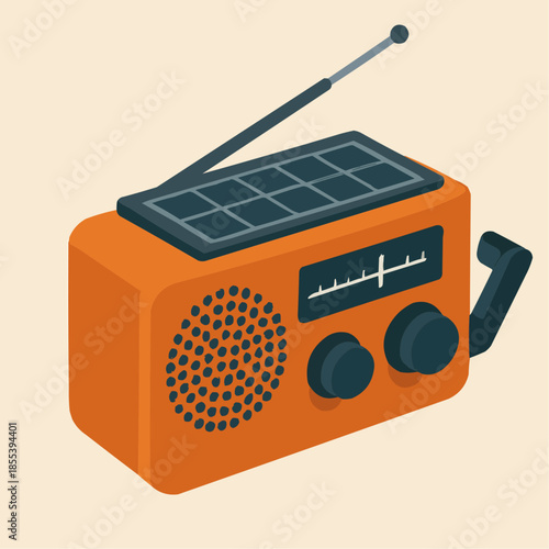 Hand Crank Emergency Radio Flat Illustration

