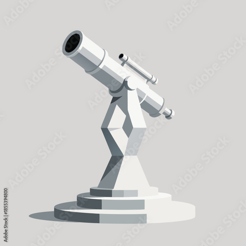 Modern White Telescope on a Pedestal.