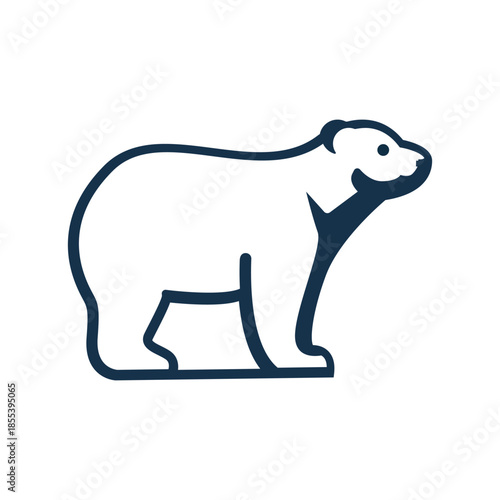Minimalist Polar Bear Vector Logo Template. Simple Line Art Animal Icon.