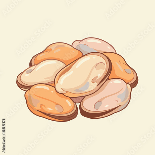 Pile of Cooked Mussels Without Shells.