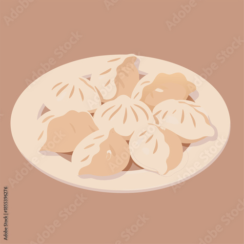 Plate of Delicious Steamed Dumplings.