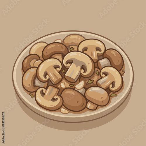 Plate of Sliced Mushrooms and Whole Mushrooms.