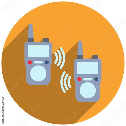 Radio Communication Rounded Flat Color Icon Mini Illustration, Use For Modern Concept, Print, Ui, Ux Kit, Web And App Development. Vector Related To Firefighter, Rescue And More