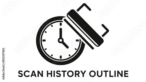 Modern vector design symbolizing the process of recording and tracking scanned documents chronologically, ideal for illustrating historical data capture or interface elements within applications