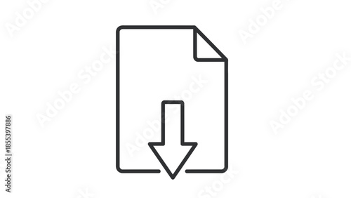 Download icon representing the action of downloading a file or document, typically used in digital interfaces and applications for file transfer operations