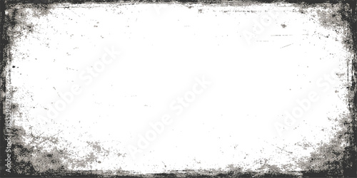 Abstract black grunge frame with a dirty ink splash texture on an old wet paper backdrop featuring liquid wave patterns and a dusty film effect