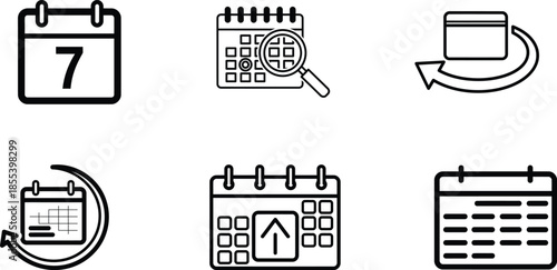 calendar icons with different symbols on white background
