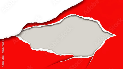 Torn Red Paper with White Background Visible.