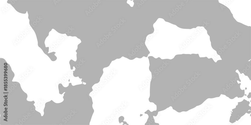 Fototapeta premium A 3d isolated vector illustration of a world map continent shape featuring the geography and country borders of Europe, North America, and North Korea as a white silhouette on a flat background